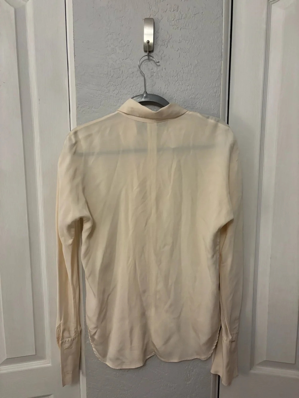 Vintage Ralph Lauren Ivory 100% Silk Double Breast Blouse Size 4 Dolman Sleeves - Picture 2 of 5